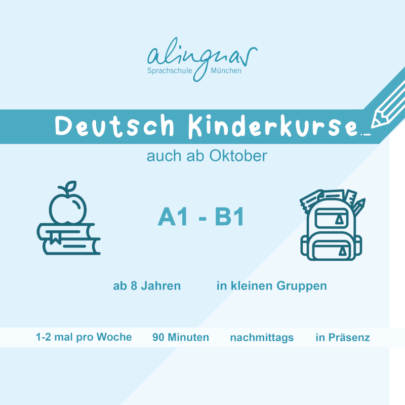 Deutsch Kinderkurse auch ab Oktober A1 bis B1 ab 8 Jahren